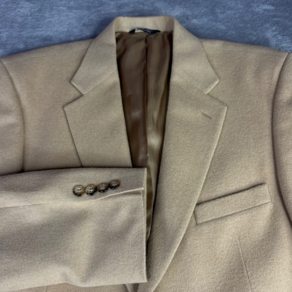 Bill Blass Blazer Mens 40 Short Camel Wool Blend Solid 2 bnt Professional Sport